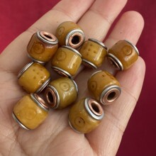 藏式骆驼骨雕刻咒眼镶嵌桶珠牛骨桶珠DIY饰品配件手串现货批发