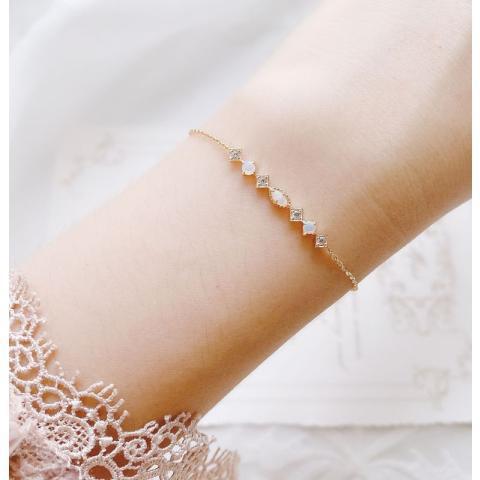 Japanese agete same style imitation opal elegant retro light luxury geometric diamond bracelet women's gold plated high-looking