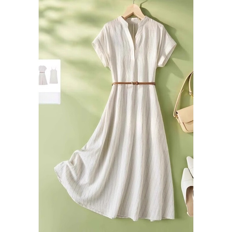 2026 Summer New Women's Versatile Simple and Elegant Striped Dress with Camisole Inner Wear Two-Piece Set 2026 Summer New Women's Versatile Simple and Elegant Striped Dress with Camisole Inner Wear Two-Piece Set