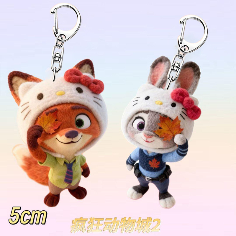 Zootopia Peripheral Cartoon Cute Judy Rabbit Nick Couple Acrylic School Bag Keychain Pendant Dropshipping