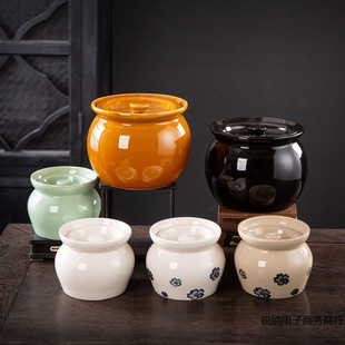 Ceramic Stew Pot for Home and Commercial Use, Water-Separating Stew Pot for One Person, Steamed Egg with Lid, Shaxian Snack Ceramic Soup Pot