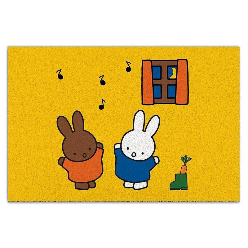 Cartoon Miffy Rabbit Silk Loop Doormat for Home Entrance, Dirt-Resistant and Easy to Clean, Dust-Proof Mat for Entryway and Shoe-Changing Area