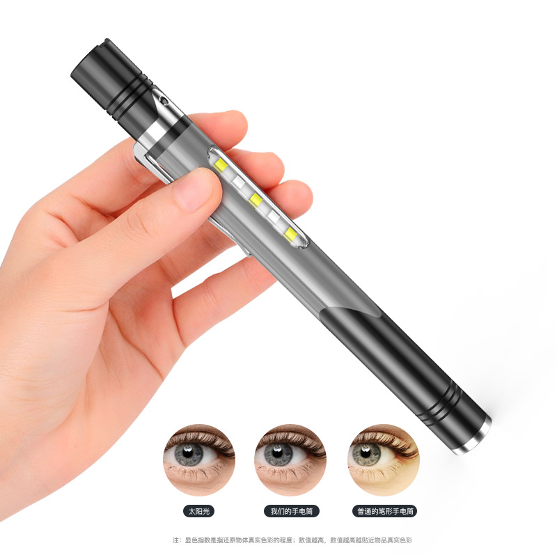 Transfronteriza nueva linterna LED USB recargable amarillo luz blanca mini pluma Luz Portátil pluma luz médica pequeña linterna