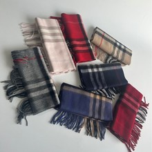内蒙古秋冬季保暖经典英伦流苏羊绒羊羔毛格子男女通用时尚围巾