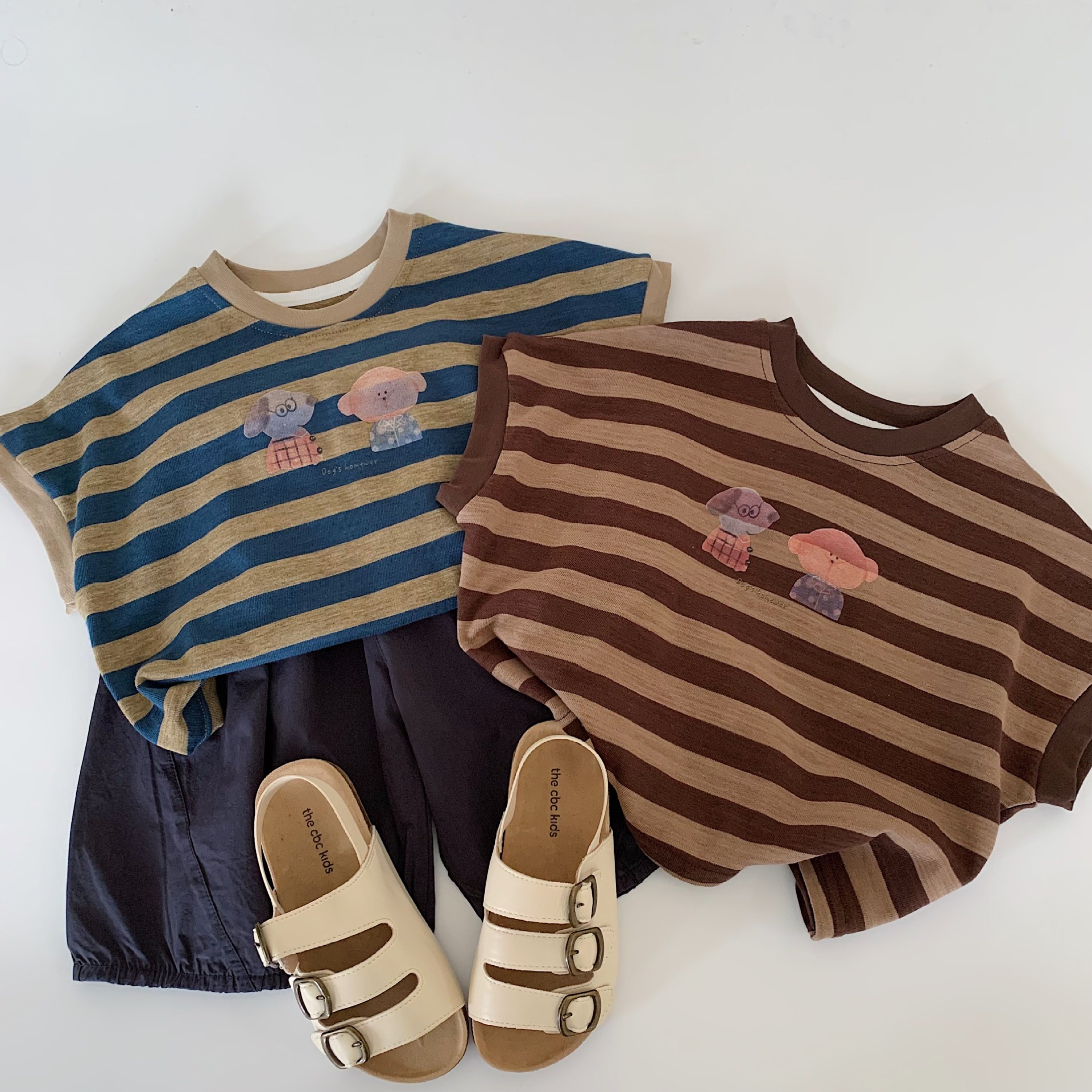 Camiseta de manga corta para niños Maibao 2025 verano nuevo jersey de rayas sin mangas para niños bebé tipo A ropa para niños al por mayor