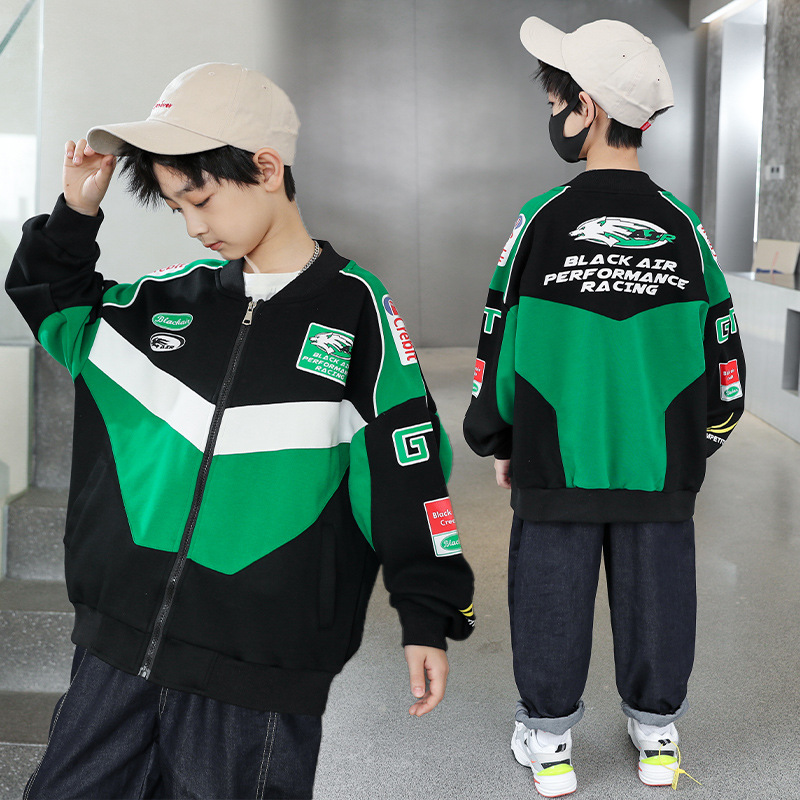 아동복 소년 봄코트 2024 새 야구 세트 봄 · 가을 쿨한 세트 한국 스포츠옷