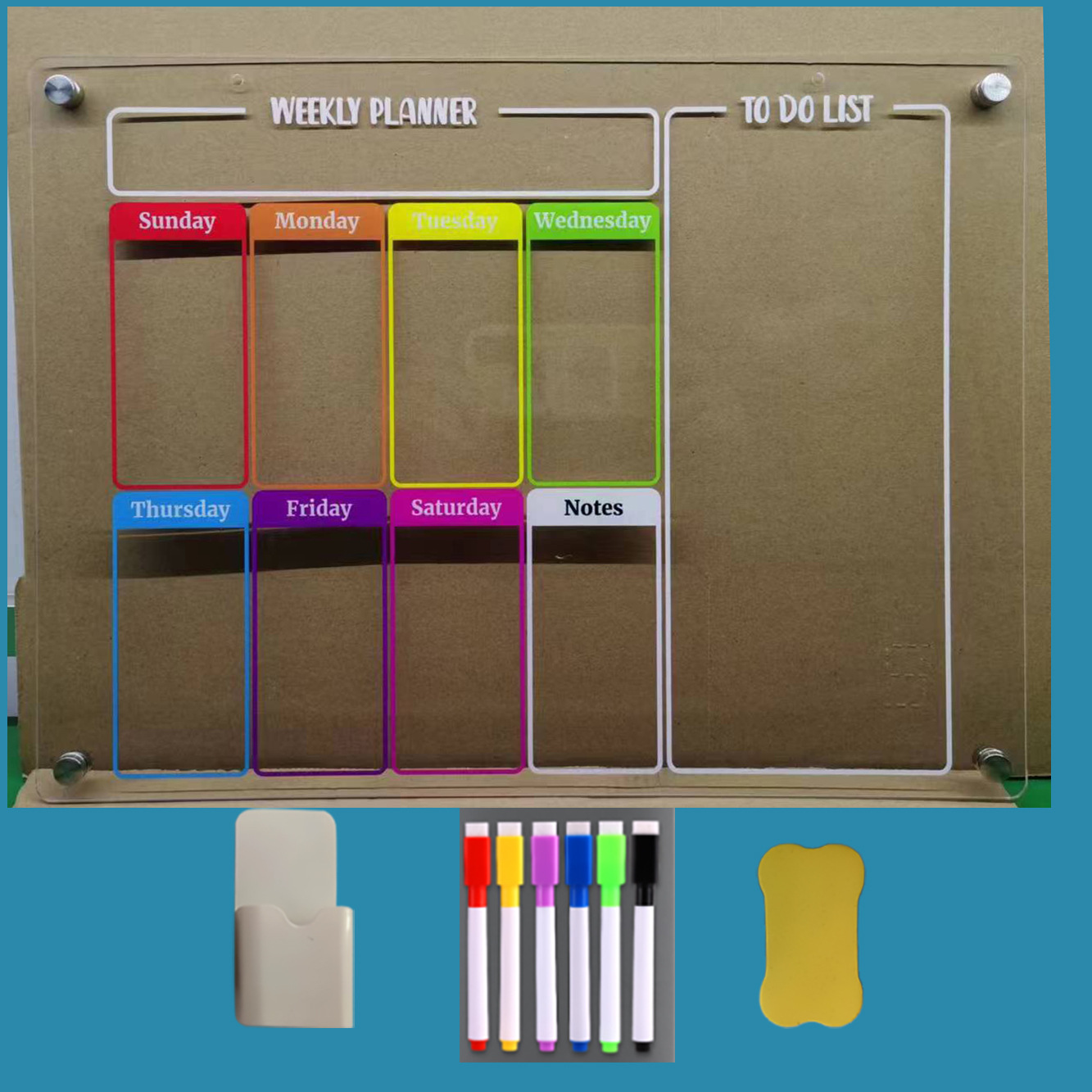 Medidor semanal B + envase de la pluma + seis No. 3 Plumas + Tablero
