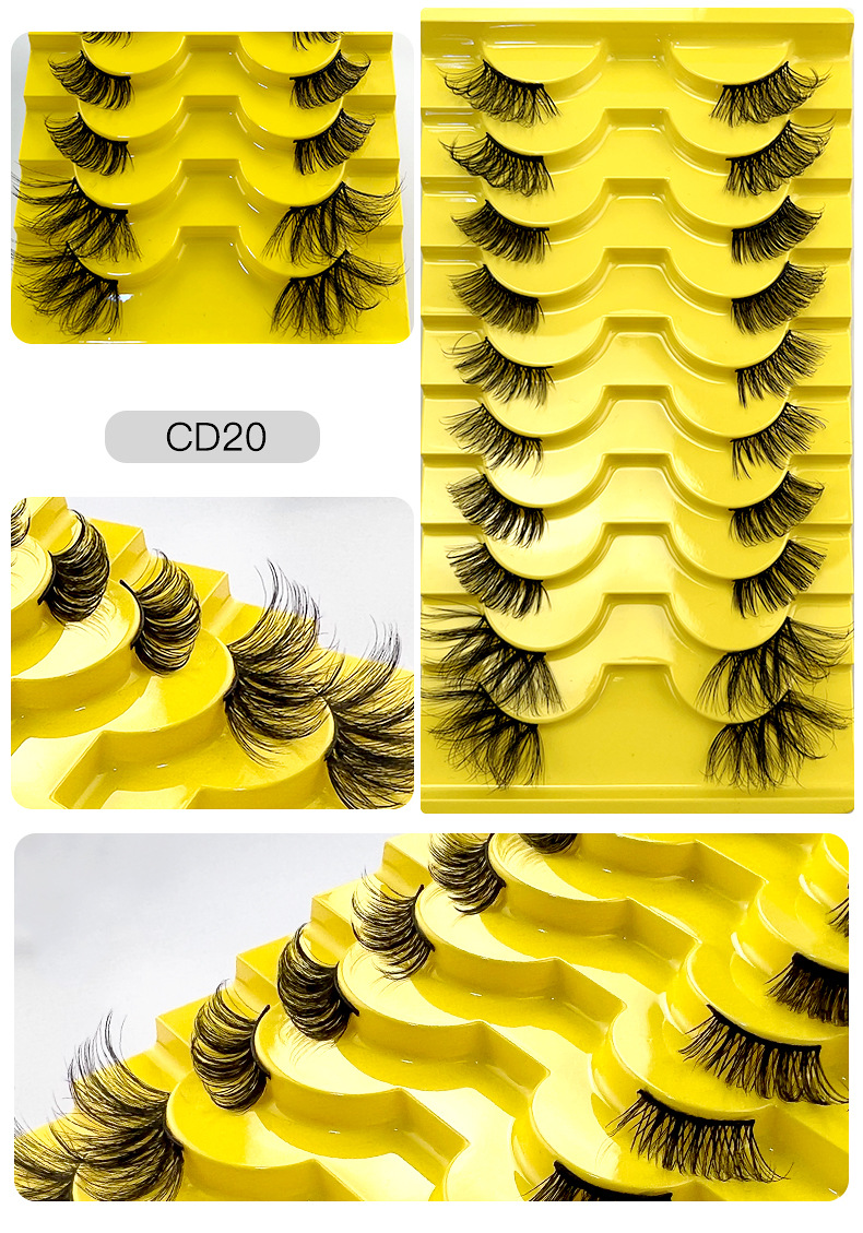 European and American cross border hot selling 10 pairs of chemical fiber half eye false eyelashes natural simulation thick curled eyelashes wholesale_voghion.com