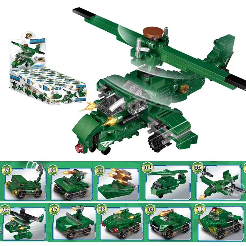 Mini Building Blocks Gift Box, 10 Random Mini Sets in One Pack, Assorted Vehicles & Animals
