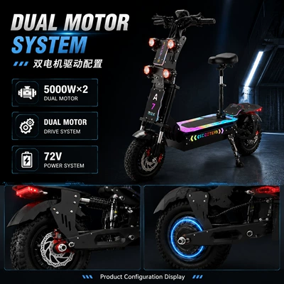 Qatlanan elektrik skuterlər for Adults 5000W×2 High Power
