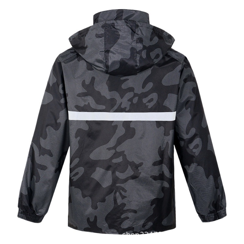 Negro camuflaje impermeable lluvia pantalones traje impermeable transpirable hombres split motocicleta coche eléctrico montar para llevar impermeable