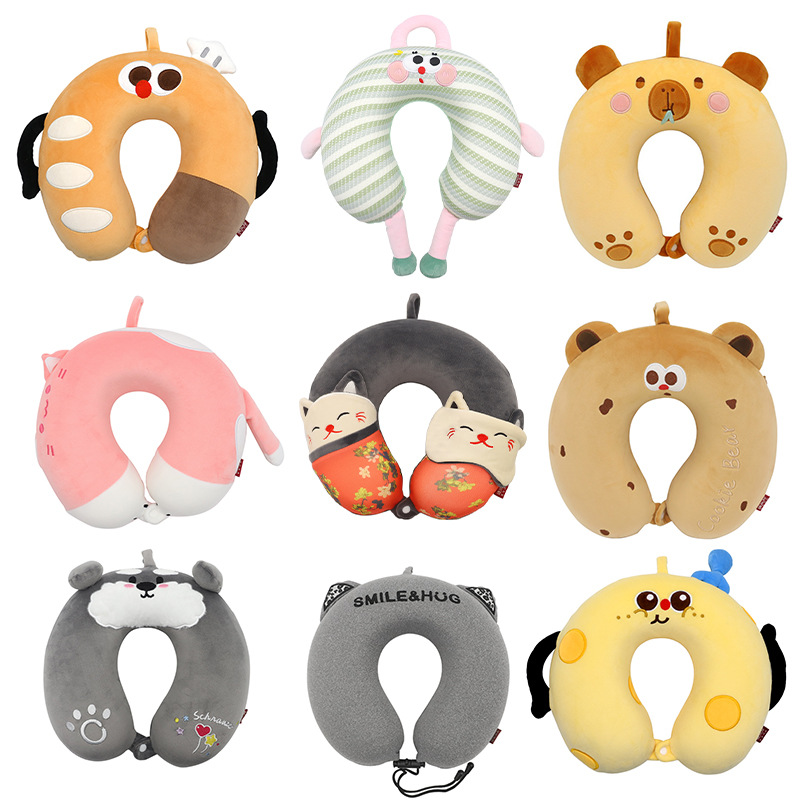 Kangle House Oficina viajes cuello almohada en forma de U de espuma de memoria de rebote lento animal de dibujos animados