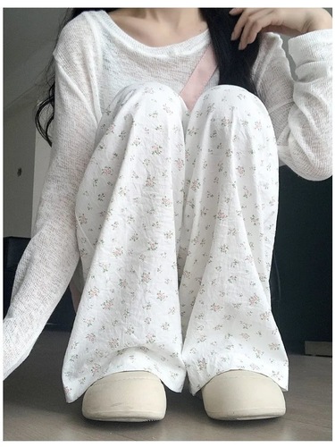Vintage Casual Floral Yamamoto Pants for Women, 2025 Summer Collection: Lightweight, Flowy High-Waisted Straight-Leg Pants in a Relaxed, Oversized Wide-Leg Style