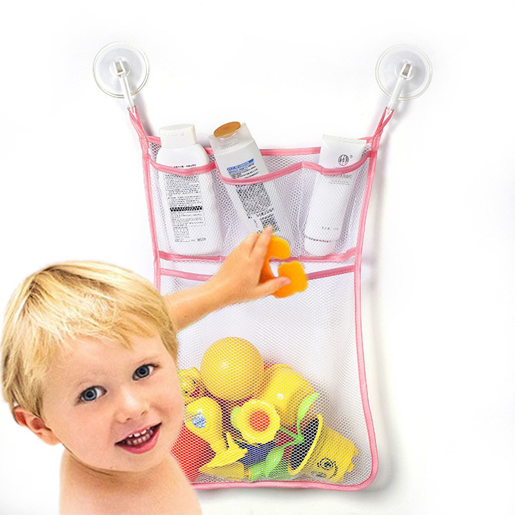 浴室吸盘挂袋儿童洗澡玩具收纳袋洗漱用品多功能多层家居收纳网袋详情11