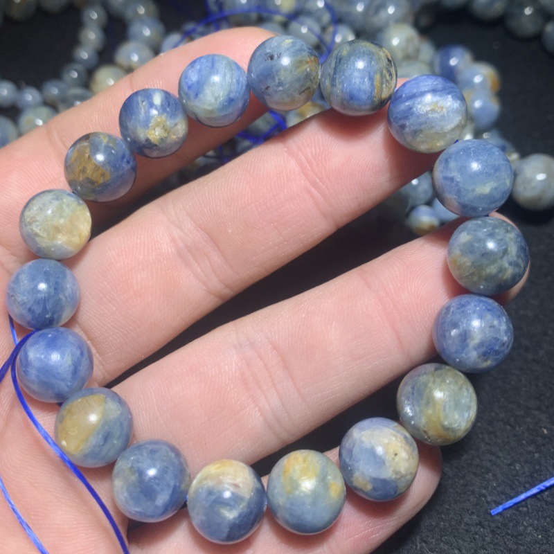 天然尼日利亚蓝晶石手链岛屿油画梦幻蓝晶手串水晶饰品批发