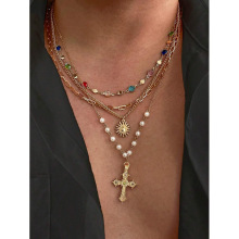 Y 30392 CZ Flower Heart Cross Choker ����С����������