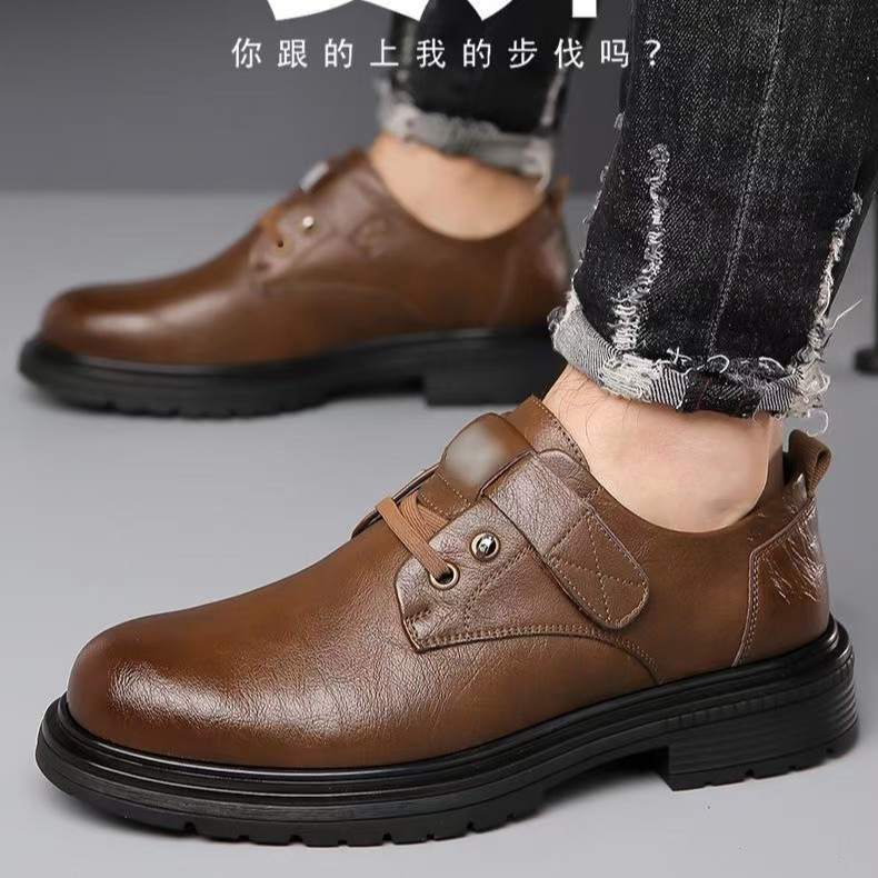 남성 비즈니스 캐주얼 가죽 신발 국경 새로운 영국 스타일 복고풍 큰 발가락 신발 패션 트렌드 내마모성 툴링 신발
