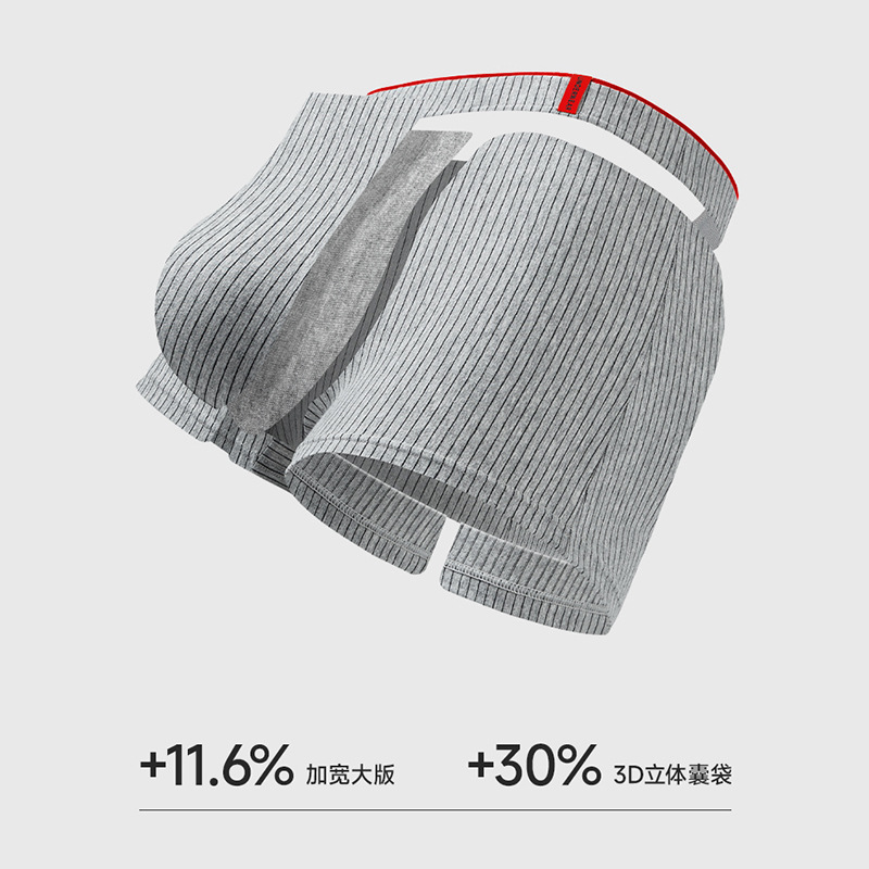 Fábrica de suministro de algodón para hombre calzoncillos de grafeno entrepierna antibacteriana ventilación cintura media de moda rayas pantalones