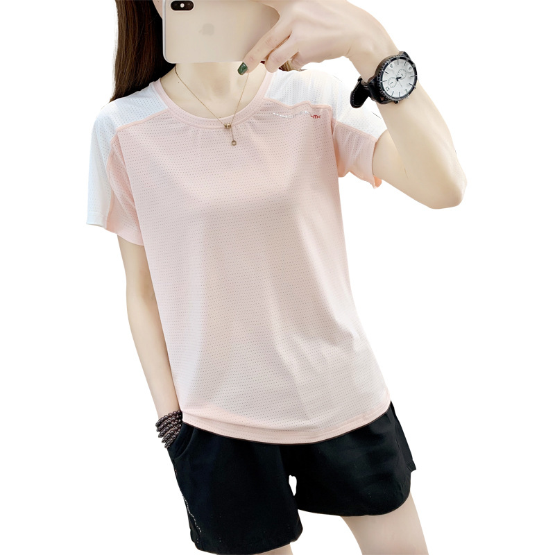 Mainly Recommend Quick-Drying Breathable Clothing for Men and Women Outdoor Sports Fitness Short-Sleeved Round Neck T-Shirt Ice Silk Women's Top Suit