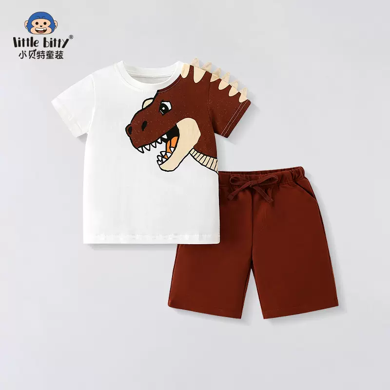 夏季男童运动t恤两件套儿童欧美25针织短袖短裤套装童装批发可爱