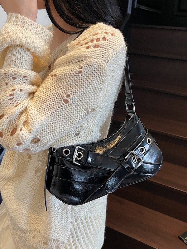 辣妹风腋下女包2025秋季新款时尚饺子包小众高级感酷帅腋下单肩包|undefined