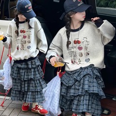 女童2025秋季新款卡通印花长袖卫衣中大童圆领休闲时尚百搭上衣
