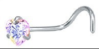 Stainless Steel S L Type Stud European And American Bestselling Heart Zircon Nose Ring Straight Rod Piercing Jewelry_voghion.com