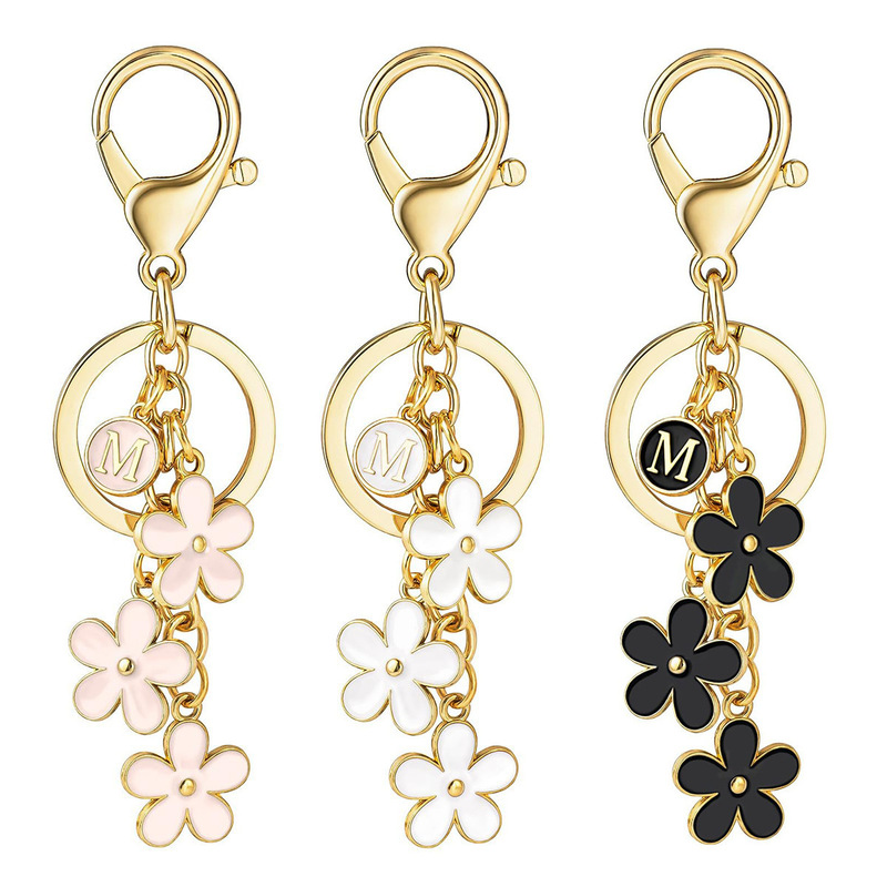 Amazon's Best-Selling Initials Flower Keychain Bag Car Pendant Colorful Niche Cherry Blossom Pendant Keychain