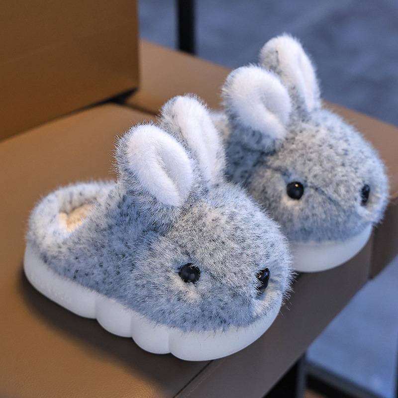 Zapatos de algodón para niños niñas invierno niñas zapatillas cálidas padres-hijos conejo princesa interior antideslizante zapatillas de algodón para el hogar