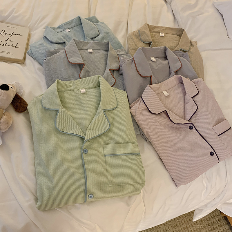 Product details picture_actual shot#new product#Men's comfortable loose striped early autumn pajamas home wear set