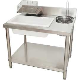 厨房设备商用裹粉台可拆装加厚不锈钢厨房裹粉工作台炸鸡汉堡设白