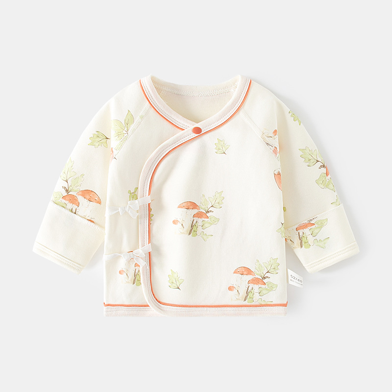 新生嬰兒半背內衣服無骨純棉春秋款魔術貼睡衣滿月和尚服寶寶上衣