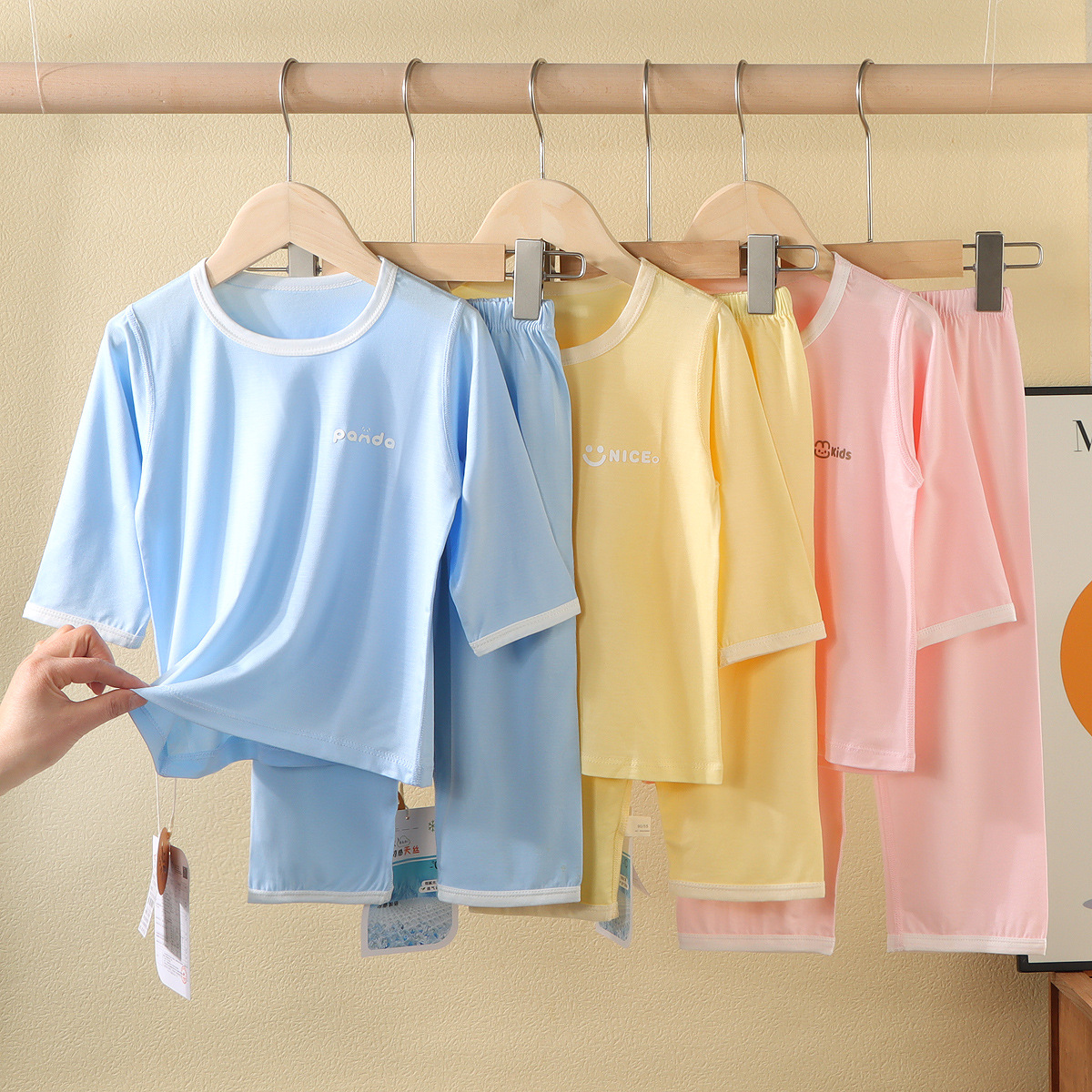 Children's Summer Pajamas suit Tencel Modal Boys' Thin Loose Home Clothes Girls' Boneless Air-conditioning Clothes