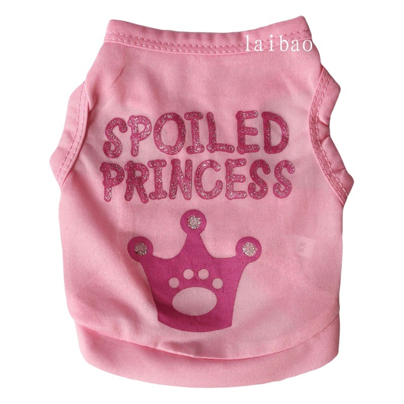 Ropa para mascotas suministros Rosa rojo impreso corona pequeño perro chaleco fresco y cómodo primavera y verano
