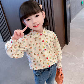 女童衬衫春秋2025新款儿童春季洋气衬衣纯棉时髦宝宝春装长袖上衣