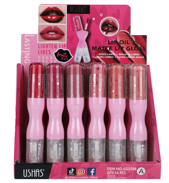 (caja de exhibición) USHAS Cosmetic transfronterizo 12 colores lipstick mate lipstick esmalte es fácil de colorear sin taza de lipstick