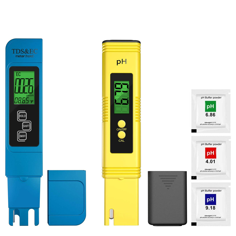 现货跨境组合PH+EC测试笔便携四合一TDS/温度/酸碱度/电导率检测