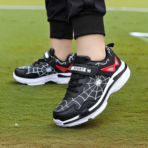 Boys' Spider-Man Shoes Autumn Leather-Face Wear-Resistant Lightweight Sneakers for Kids and Babies—Fashionable Running Shoes