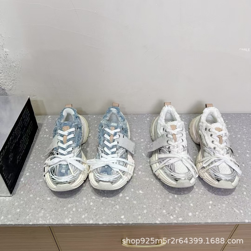 高端2025新款圆头复古低帮网布做旧增高厚底老爹鞋情侣休闲运动鞋|undefined