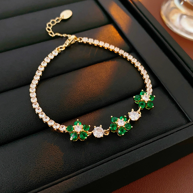 Zirconio brillante pulsera floral minimalista nicho de diseño francés pulsera creativa moda alta sensación de joyería exquisita al por mayor