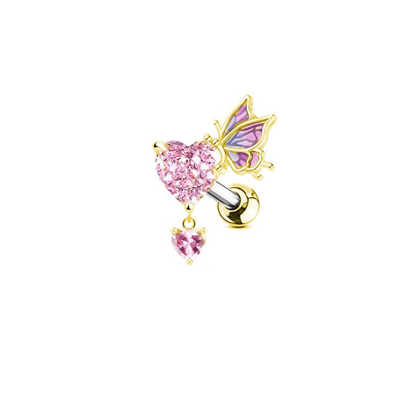 Gaibei Europe and the United States cross-border wings key belly button ring navel nail umbilical ornaments heart-shaped nose nail breast ring ear nail butterfly ear bone nail