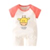 children one-piece garment summer Male baby Climbing clothes Combed Short sleeved Romper Jumpsuit Color matching Thin section One piece