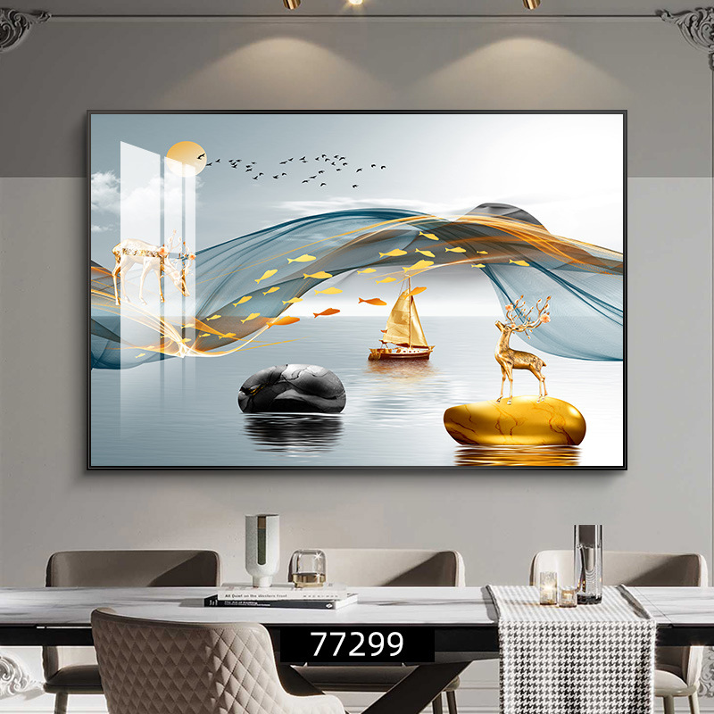 Fulu Meiman decoración de comedor moderno y simple pintura de decoración de la pared de la mesa de comedor de lujo ligera pintura de mural de comedor