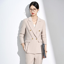 双排扣长袖西服套裤修身经理工作服行政商务正装主持人职业套装