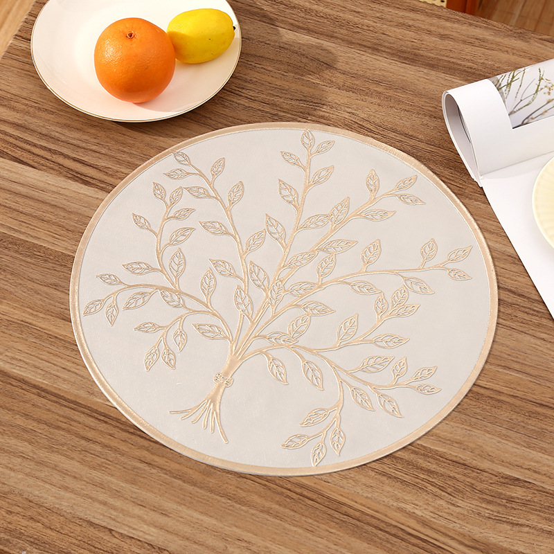 Resistente a quemaduras aislamiento térmico PVC cojín de tazas de agua redondo creativo gran árbol cojín de tazas antideslizante cojín de tazas de alta temperatura en stock