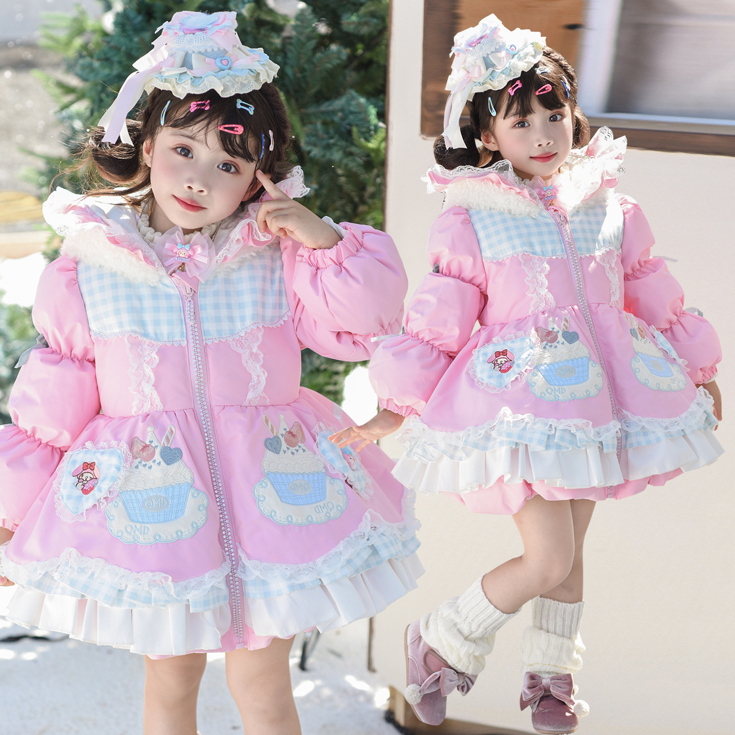 女童美乐蒂羽绒服2025冬装新款儿童卡通洛丽塔公主裙生日礼服外套