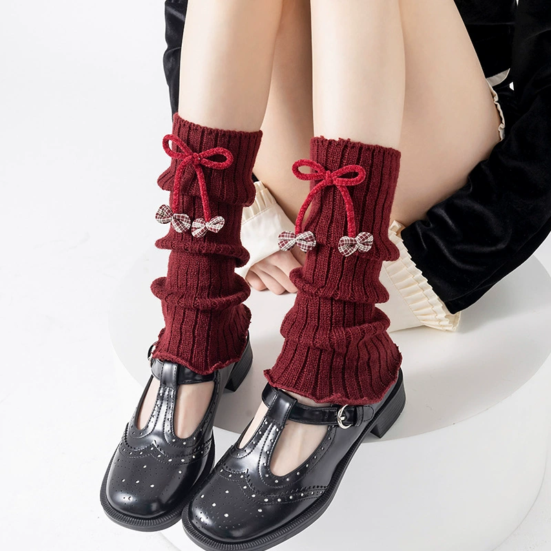 Сапоги из хлопка Gaiters, красный японский демисезонный комплект с бантом, стиль Лолита