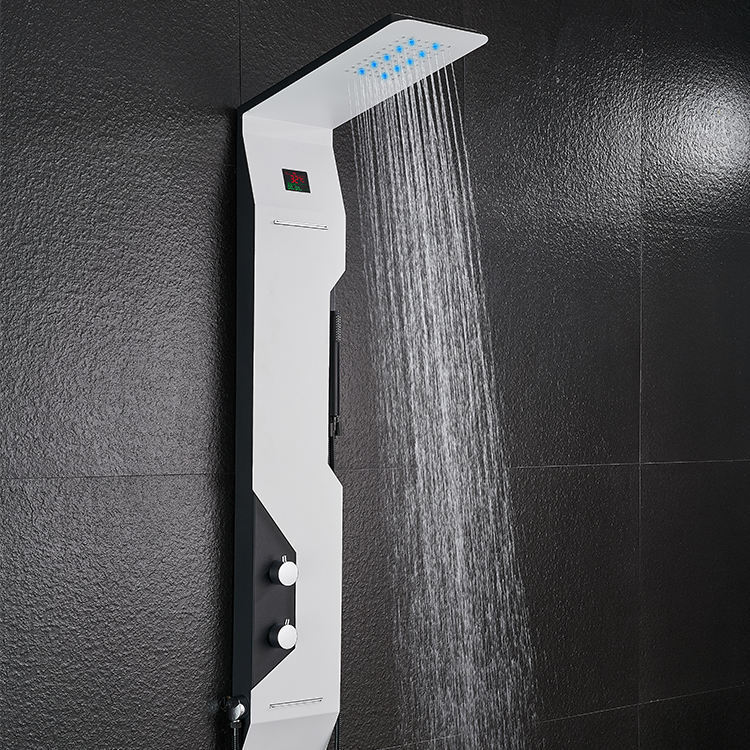 Luxurious Polished Stainless Steel Waterfall Spa Jet Massage Shower Panel Wall-Mounted for Villa Use