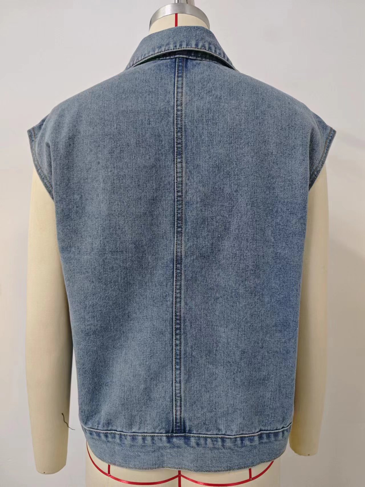Gilet en jean délavé à une rangée pour femme, nouveau style d'été, tendance_voghion.com