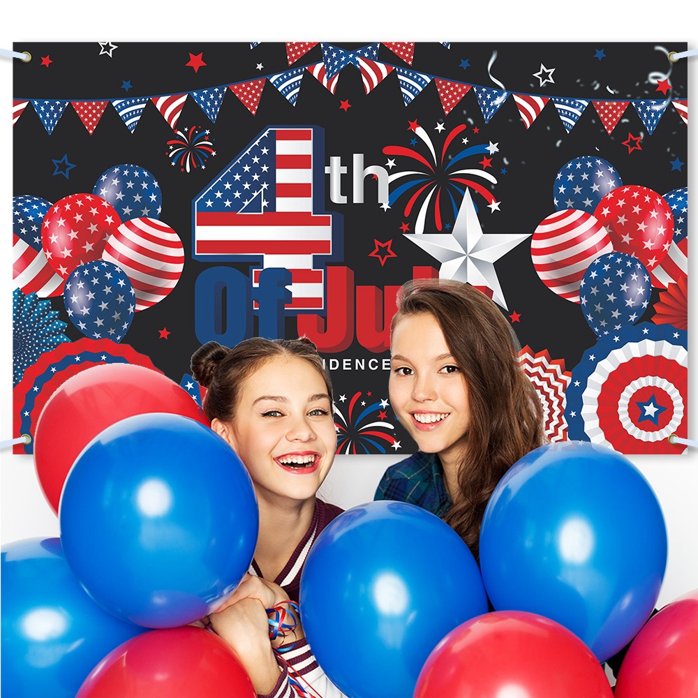 Paño de fondo de decoración de fiesta del día de la independencia de EE. UU. Nuevo transfronterizo 4th of July banner de decoración de fondo de fiesta
